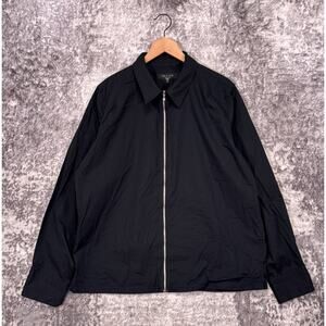 Rag & Bone Jacket Large Mens Cotton Poplin Lightweight Black Full Zip Bomber